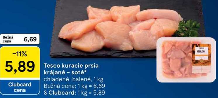 Tesco kuracie prsia krájané - soté, 1 kg