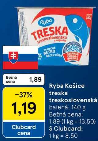 Ryba Košice treska treskoslovenská, 140 g 