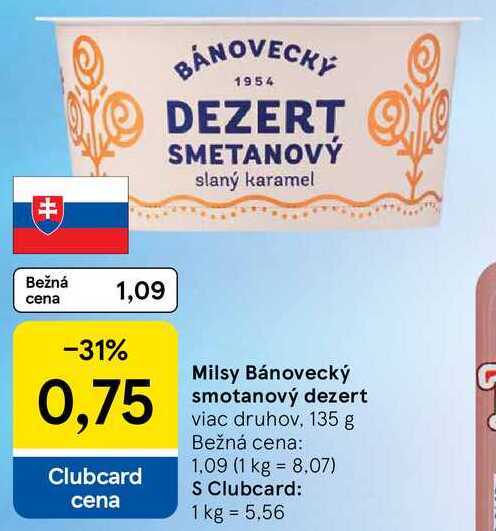 Milsy Bánovecký smotanový dezert, 135 g