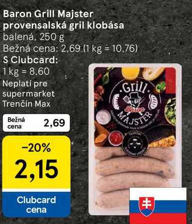 Baron Grill Majster provensalská gril klobása, 250 g