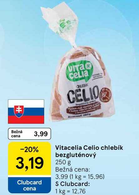 Vitacelia Celio chlebík bezgluténový, 250 g