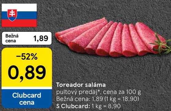 Toreador saláma, cena za 100 g 