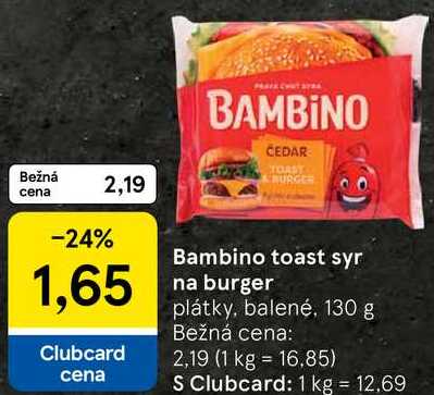 Bambino toast syr na burger, 130 g