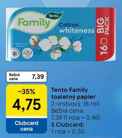 Tento Family toaletný papier, 16 rolí 