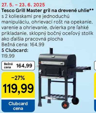 Tesco Grill Master gril na drevené uhlie