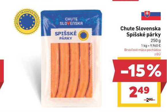 Chute Slovenska Spišské párky 250 g 
