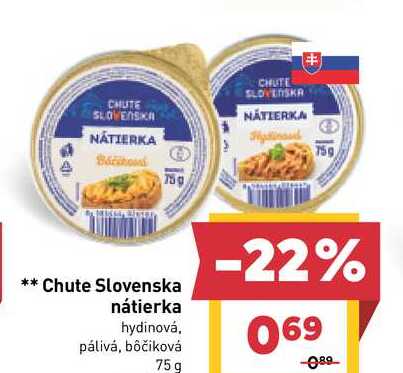 Chute Slovenska nátierka hydinová, pálivá, bôčiková 75g
