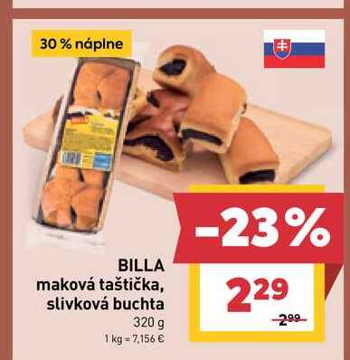 BILLA maková taštička, slivková buchta 320 g 