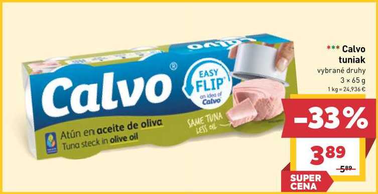Calvo tuniak vybrané druhy 3 x 65g