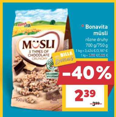 Bonavita müsli rôzne druhy 700 g/750 g