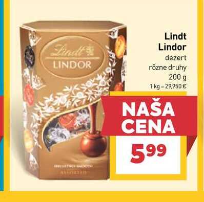 Lindt Lindor dezert rôzne druhy 200 g