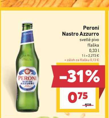 Peroni Nastro Azzurro svetlé pivo fľaška 0,33 l v akcii