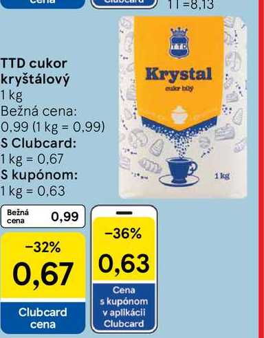 TTD cukor kryštálový 1 kg v akcii