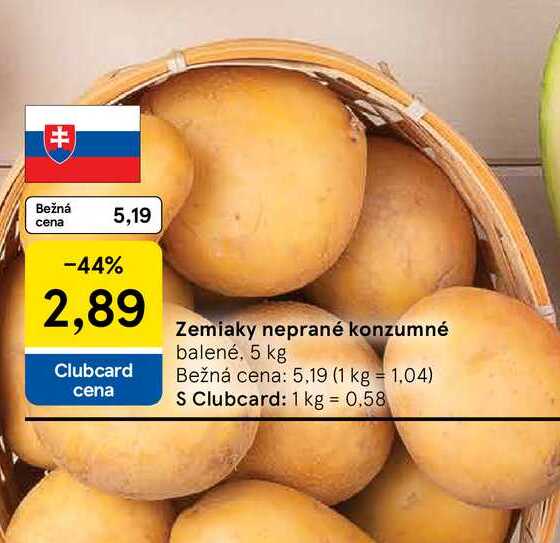 Zemiaky neprané konzumné balené, 5 kg 
