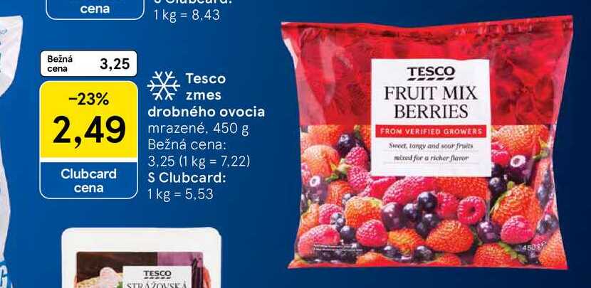 Tesco zmes drobného ovocia mrazené 450 g 