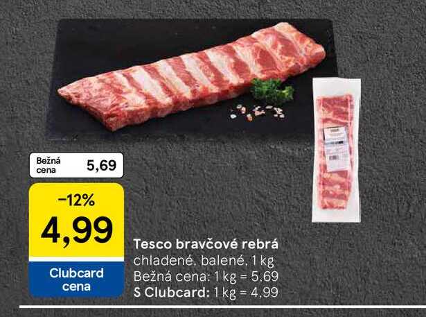 Tesco bravčové rebrá chladené, balené 1 kg 