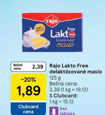 Rajo Lakto Free delaktózované maslo 125 g