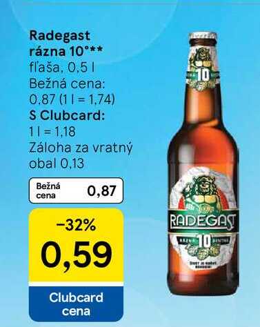 Radegast rázna 10° fľaša, 0,5l