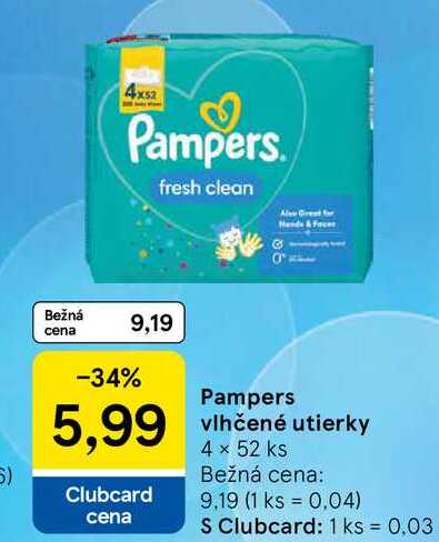 Pampers vlhčené utierky 4 x 52 ks 