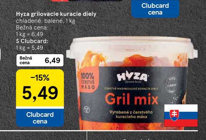 Hyza grilovacie kuracie diely chladené, balené, 1 kg