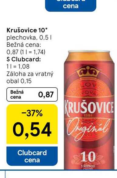 Krušovice 10° plechovka, 0,5l