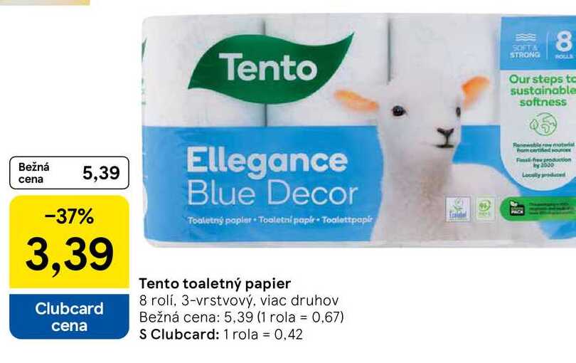 Tento toaletný papier 8 rolí, 3-vrstvový