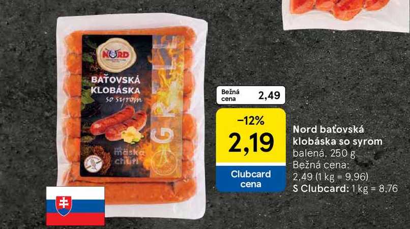 Nord batovská klobáska so syrom balená, 250 g 