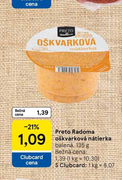Preto Radoma oškvarková nátierka balená, 135 g 