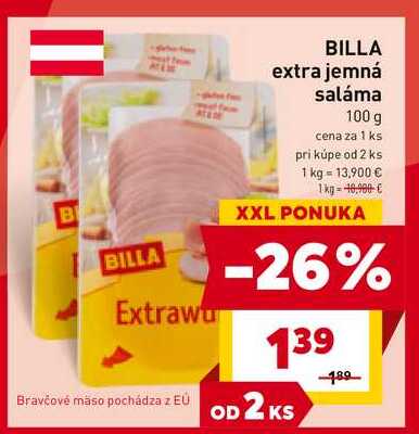 BILLA extra jemná saláma 100 g