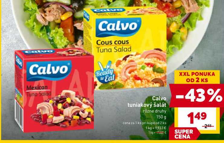 Calvo tuniakový šalát rôzne druhy 150 g 