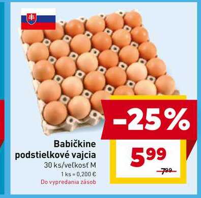Babičkine podstielkové vajcia 30 ks/veľkosť M 