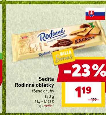 Sedita Rodinné oblátky rôzne druhy 130 g 