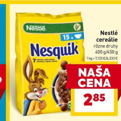 Nestlé cereálie rôzne druhy 400 g