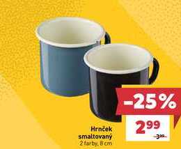 Hrnček smaltovaný 2farby, 8 cm 