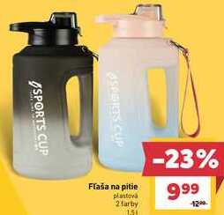 Fľaša na pitie plastová 2 farby 1.5l
