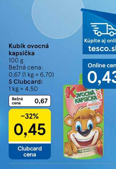 Kubík ovocná kapsička 100 g 