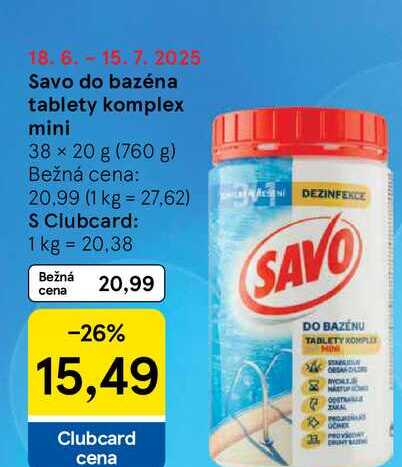 Savo do bazéna tablety komplex mini 38 x 20 g (760 g)