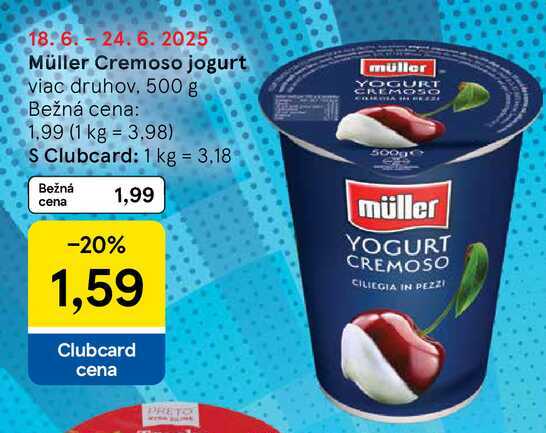 Müller Cremoso jogurt viac druhov, 500 g 
