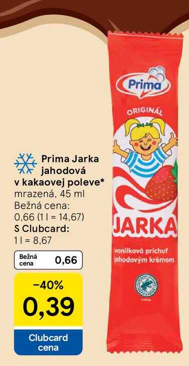 Prima Jarka jahodová v kakaovej poleve mrazená, 45 ml 