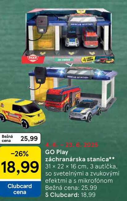 GO Play záchranárska stanica 31 x 22 x 16 cm, 3 autíčka