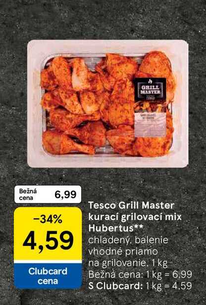 Tesco Grill Master kurací grilovací mix Hubertus chladený, balenie vhodné priamo na grilovanie, 1 kg 