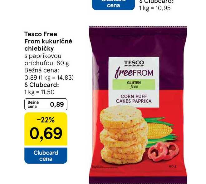Tesco Free From kukuričné chlebíčky s paprikovou príchuťou, 60 g