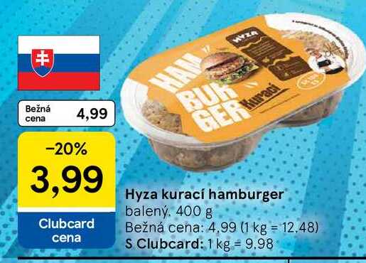 Hyza kurací hamburger balený, 400 g 