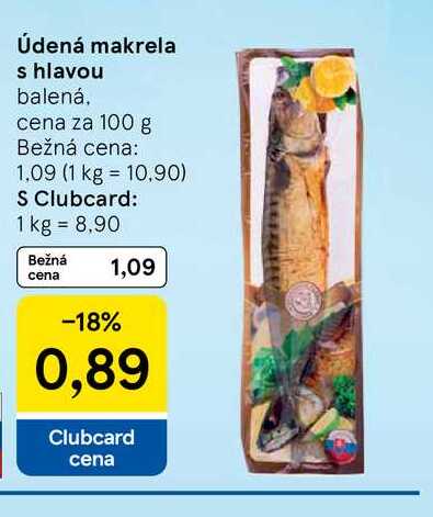 Údená makrela s hlavou balená. cena za 100 g