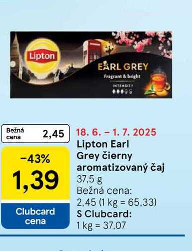 Lipton Earl Grey čierny aromatizovaný čaj 37.5g