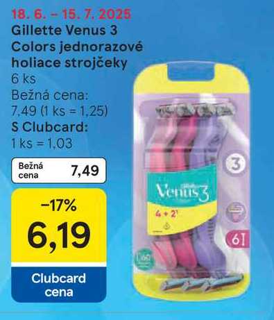 Gillette Venus 3 Colors jednorazové holiace strojčeky 6 ks 
