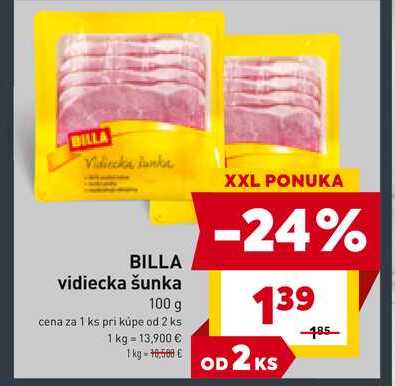 BILLA vidiecka šunka 100 g