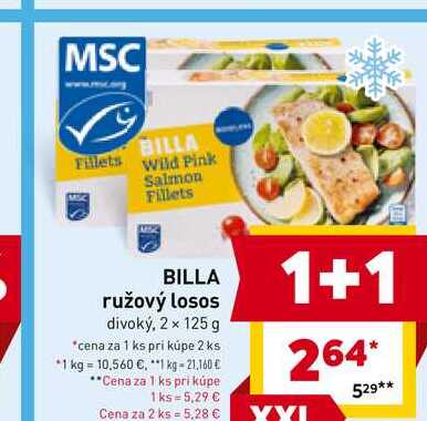 BILLA ružový losos divoký, 2 x 125 g