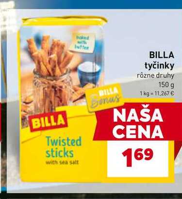 BILLA tyčinky rôzne druhy 150 g