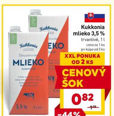 Kukkonia mlieko 3,5% trvanlivé, 1l